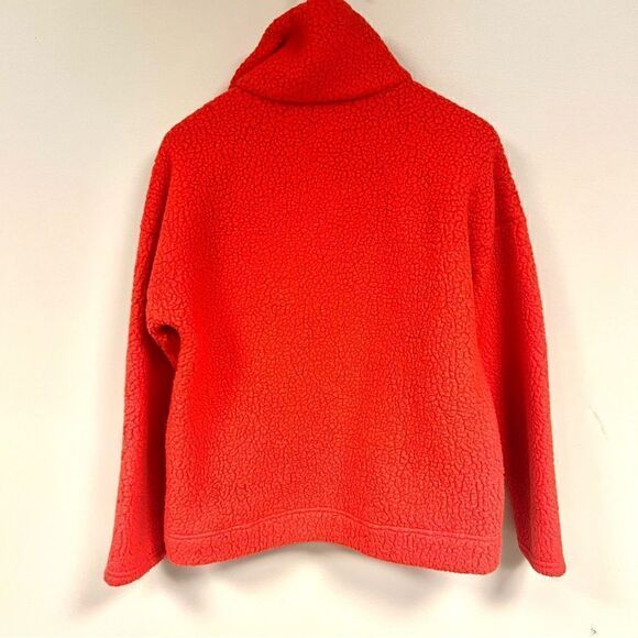J Crew orange Sherpa polar fleece pullover.  Size S - Picture 5 of 7